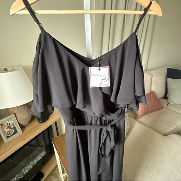 Bisou Bisou Michele Bohbot Sleeveless Belted Black Maxi Dress size 6 NWT - Picture 2 of 12